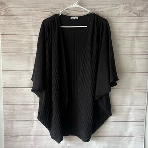 Chic Soul Elegant Black Ribbed Cardigan